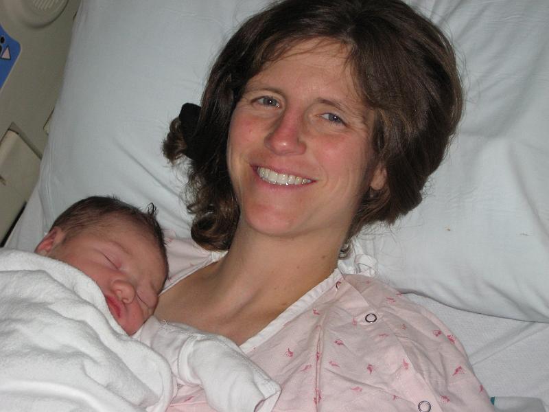 IMG_0958.JPG - Happy Mom and sleeping Sarah Ann